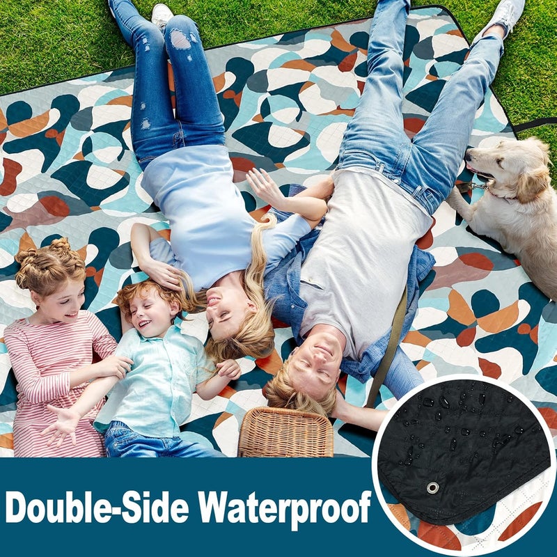 PY SUPER MODE Picnic Blankets Extra Large, Waterproof Foldable Outdoor Beach Blanket Oversized 83x79” Sandproof, 3-Layer Picnic Mat for Camping, Hiking, Travel, Park, Concerts-Camouflage - Image 4